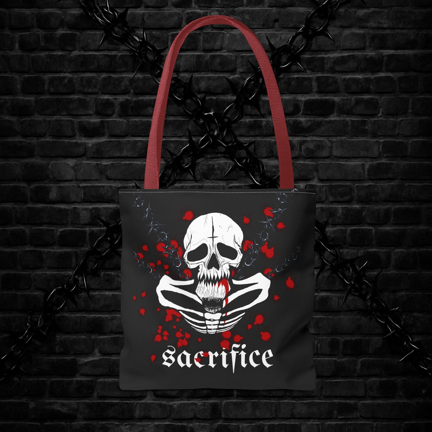 Gothic Skull Tote Bag, Sacrifice Graphic Bag, Dark Aesthetic Carryall, Spooky Gift for Halloween, Unique Artsy Shopper