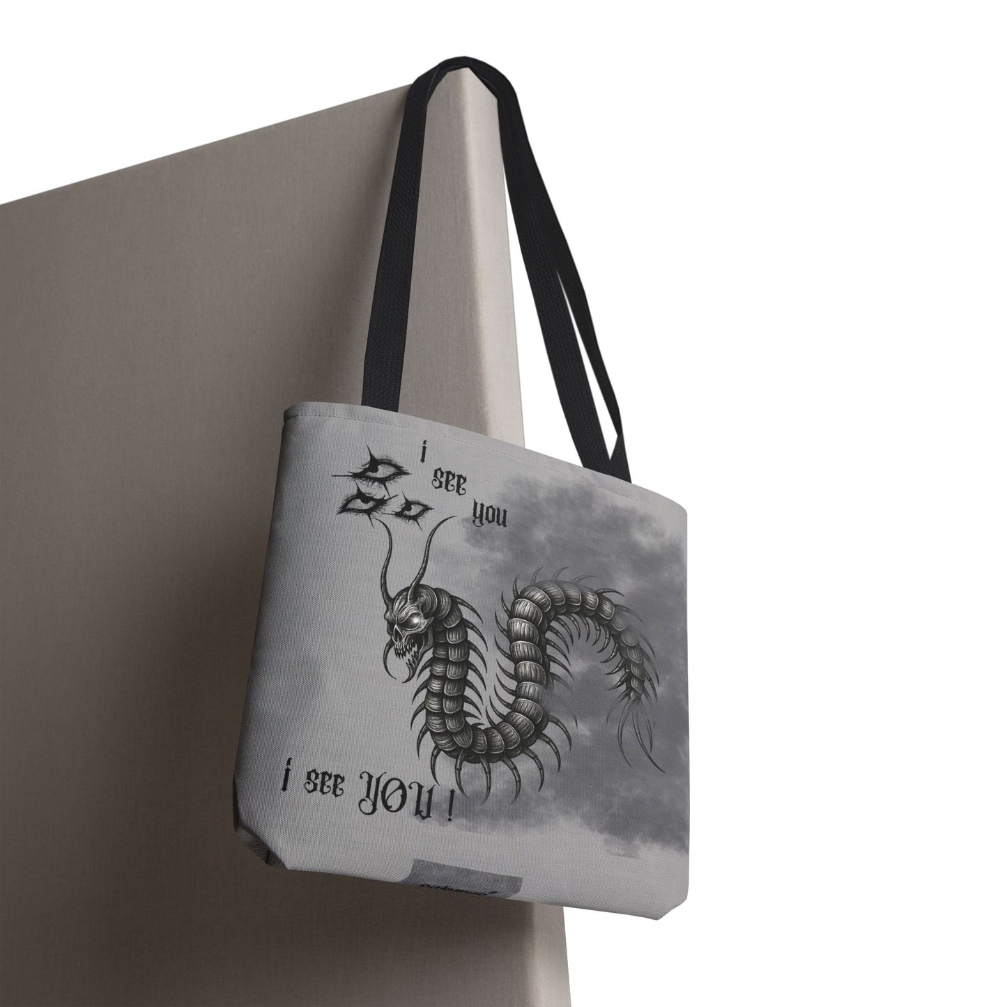 Goth Tote Bag with Centipede Dragon Print