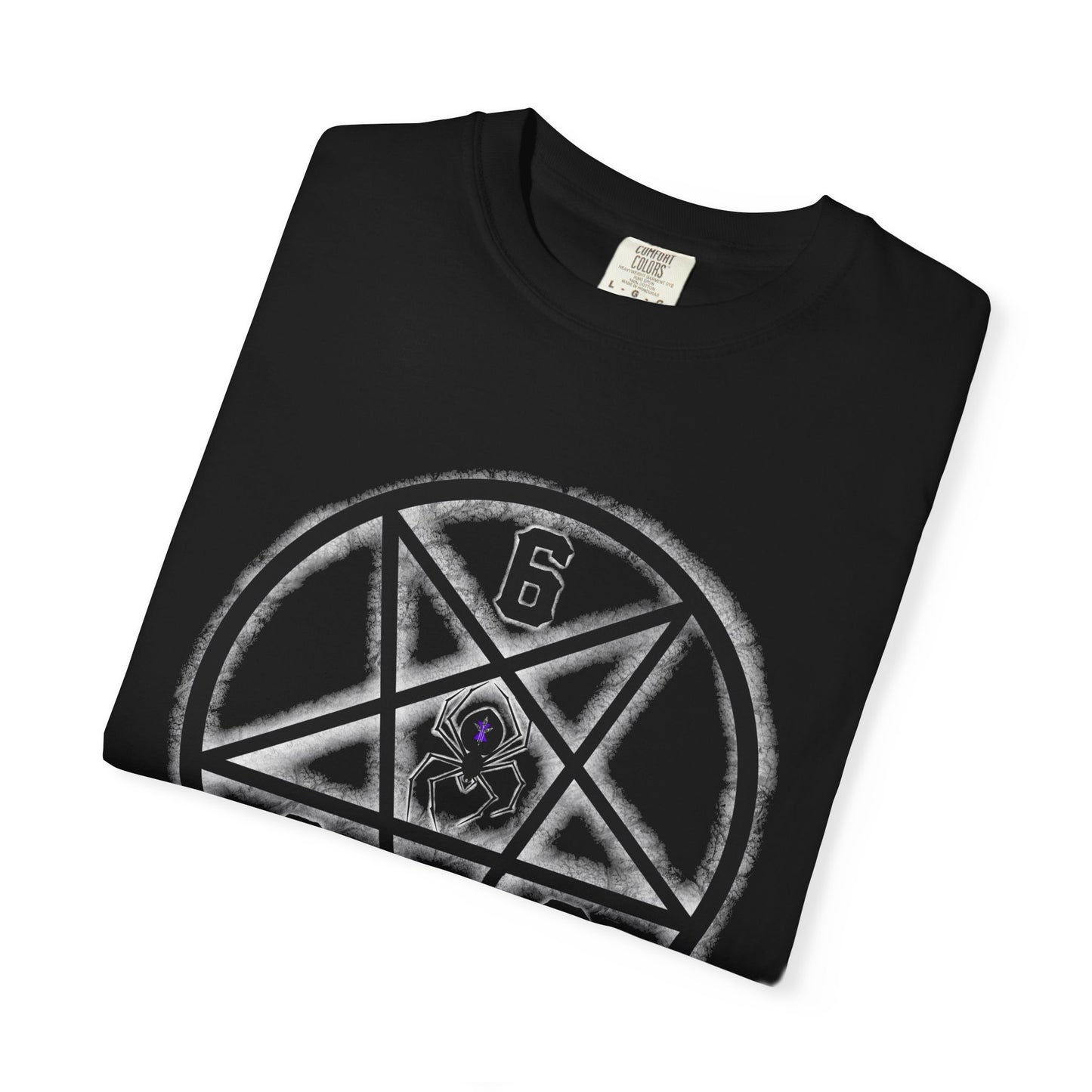 Gothic Unisex T-shirt with 666 Star Spiderism Design