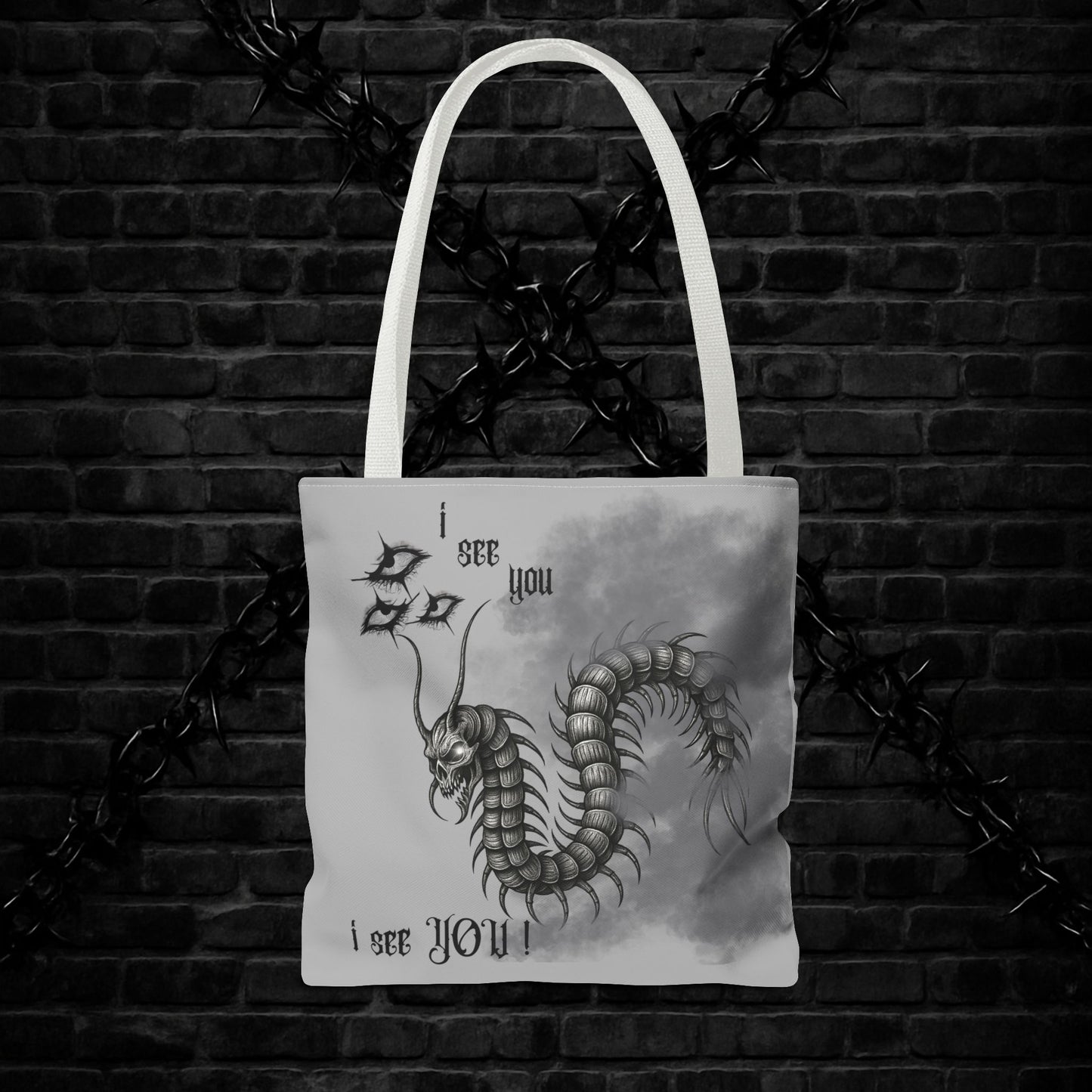 Goth Tote Bag with Centipede Dragon Print