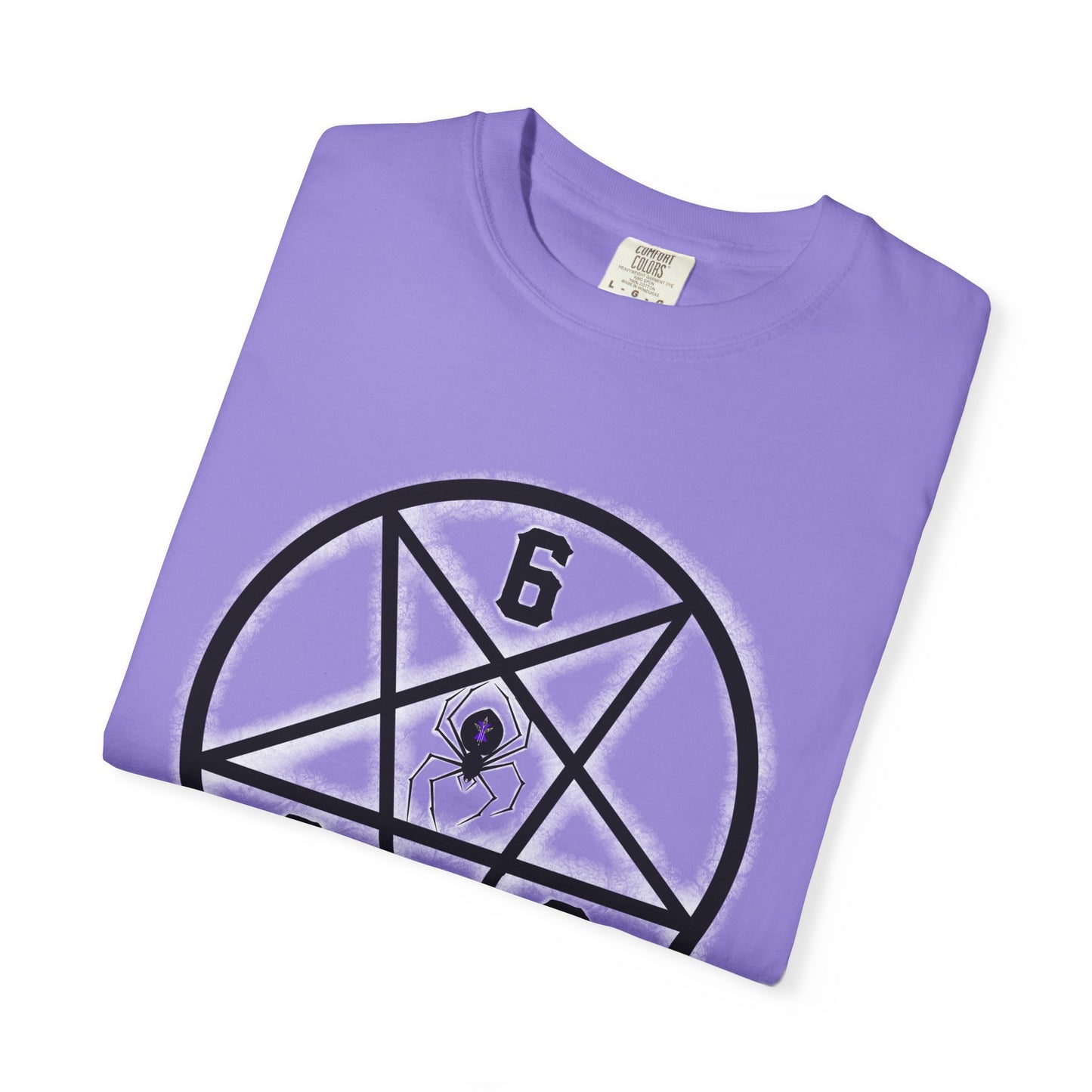 Gothic Unisex T-shirt with 666 Star Spiderism Design