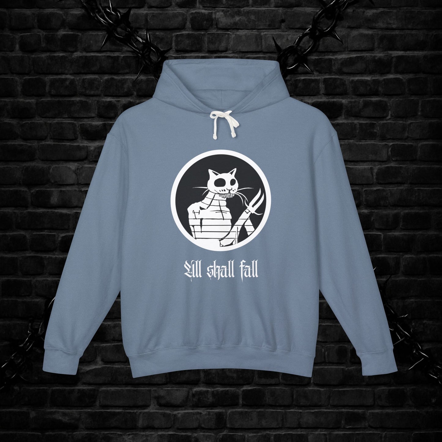 Gothic Cat Lightweight Hoodie Sweatshirt - Unique Edgy Alt Style