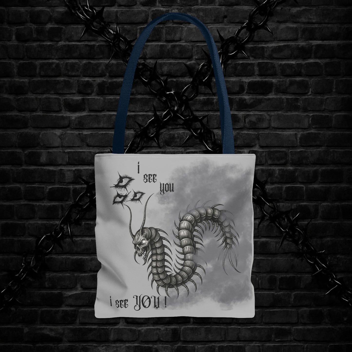Goth Tote Bag with Centipede Dragon Print