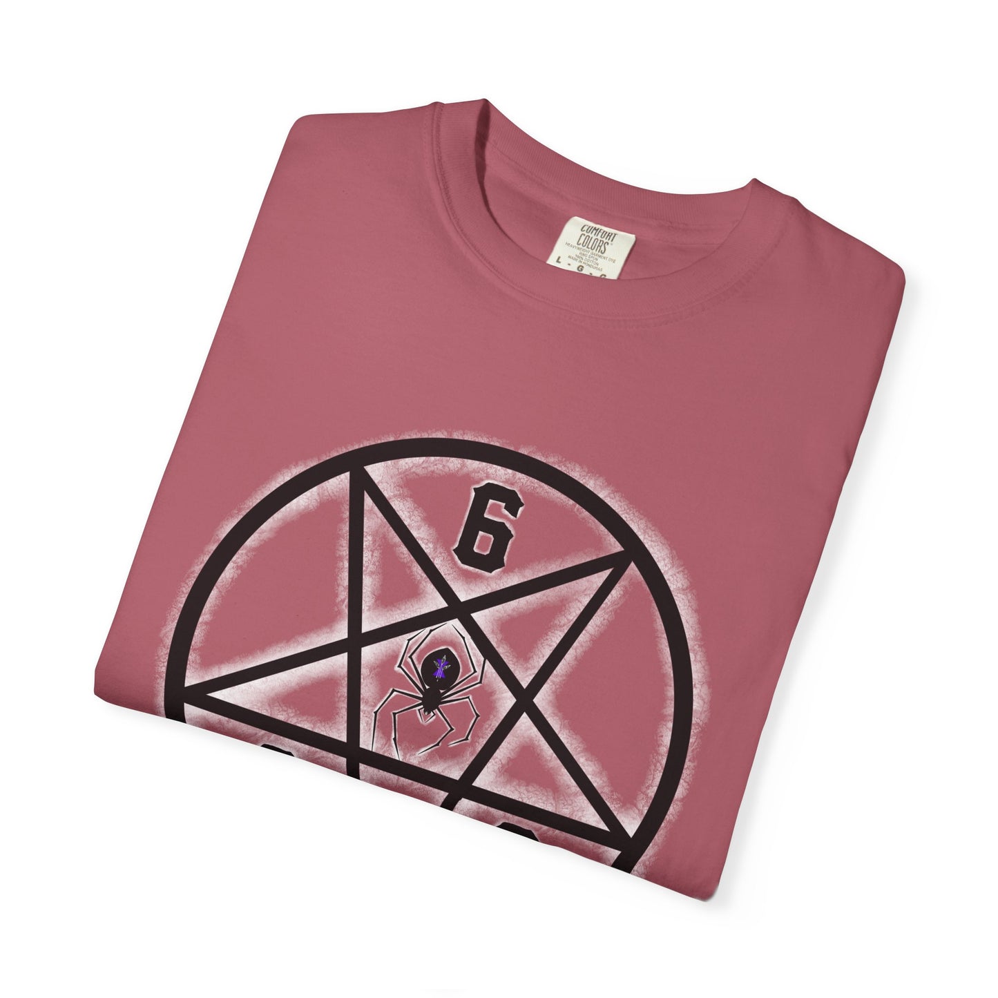 Gothic Unisex T-shirt with 666 Star Spiderism Design