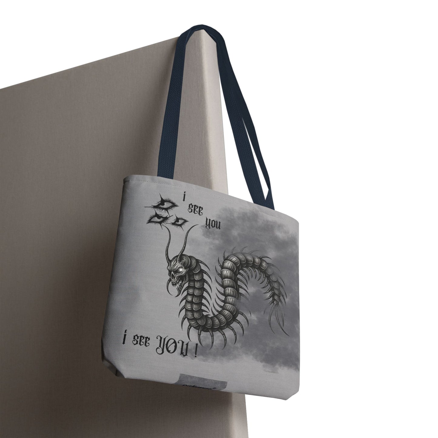 Goth Tote Bag with Centipede Dragon Print