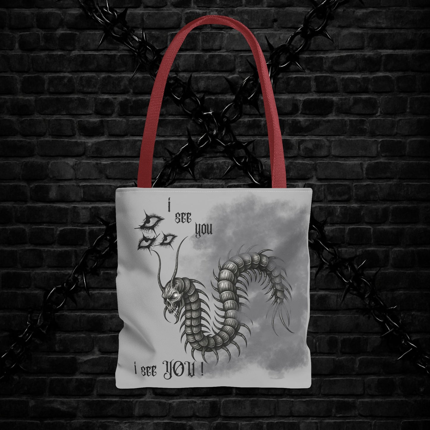 Goth Tote Bag with Centipede Dragon Print