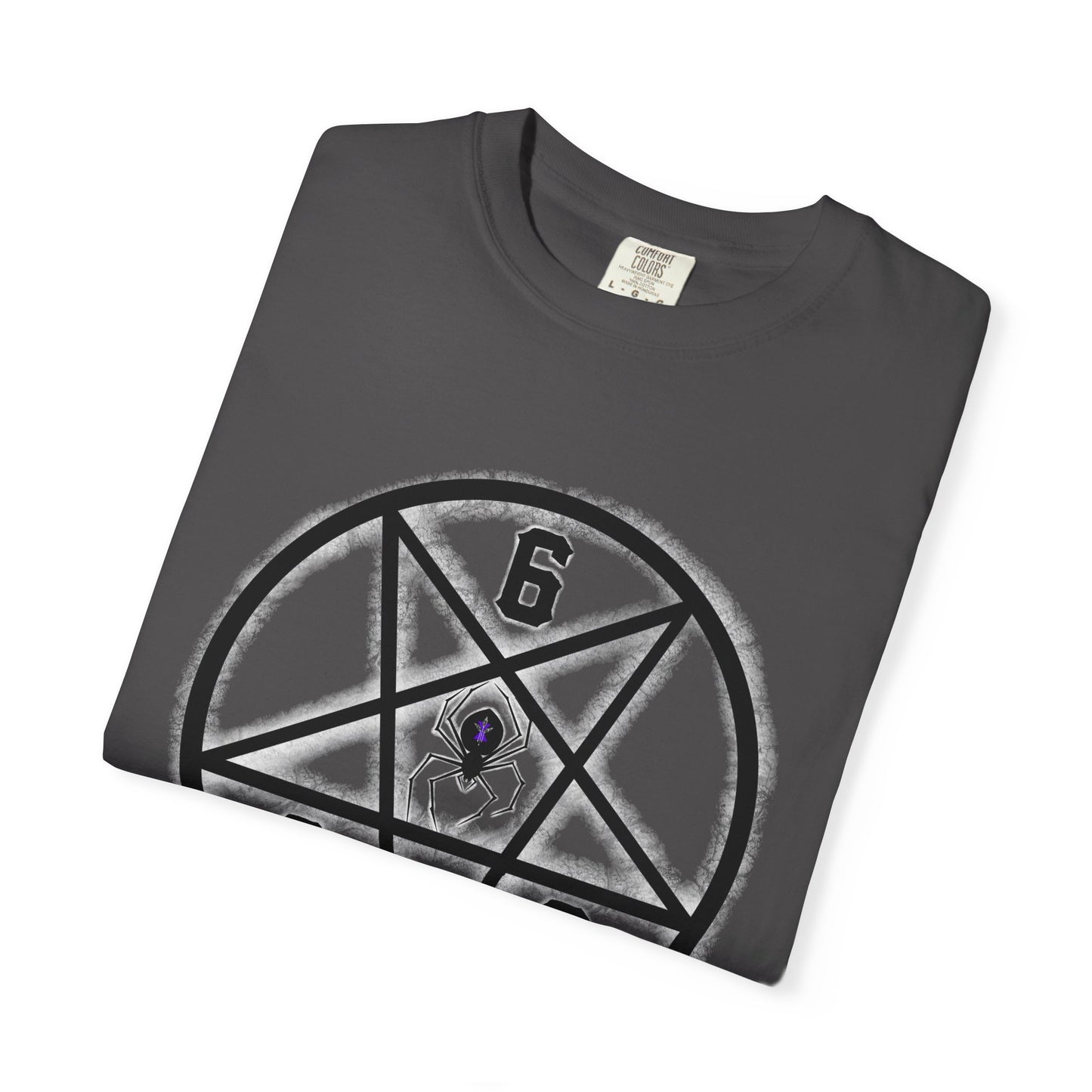 Gothic Unisex T-shirt with 666 Star Spiderism Design