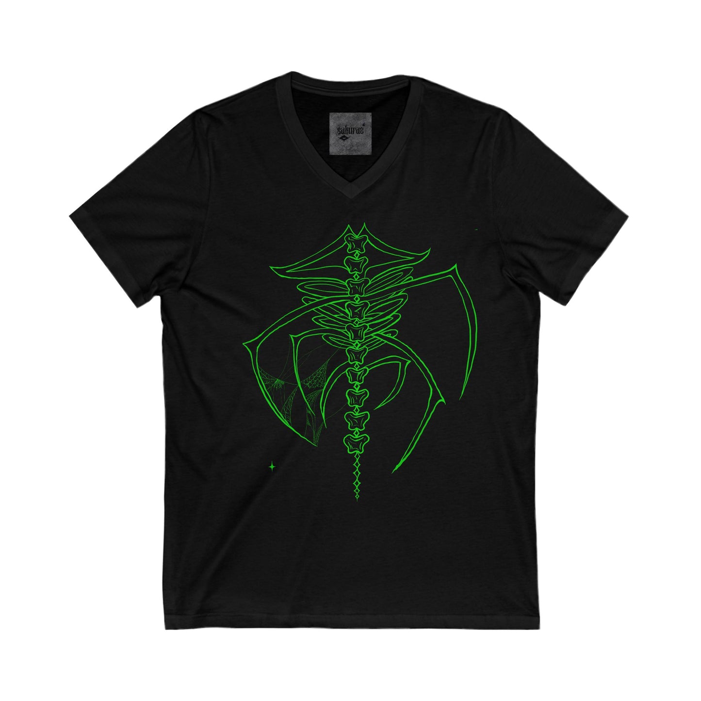 Glow-in-the-Dark Skeleton V-Neck Tee | Unisex Shirt for Halloween and Parties, Casual Wear, Unique Graphic Tee, Fun Gift Ideas