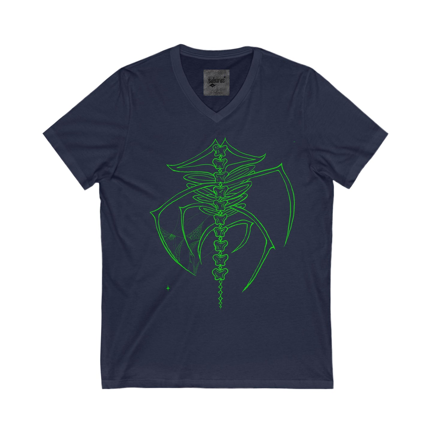 Glow-in-the-Dark Skeleton V-Neck Tee | Unisex Shirt for Halloween and Parties, Casual Wear, Unique Graphic Tee, Fun Gift Ideas