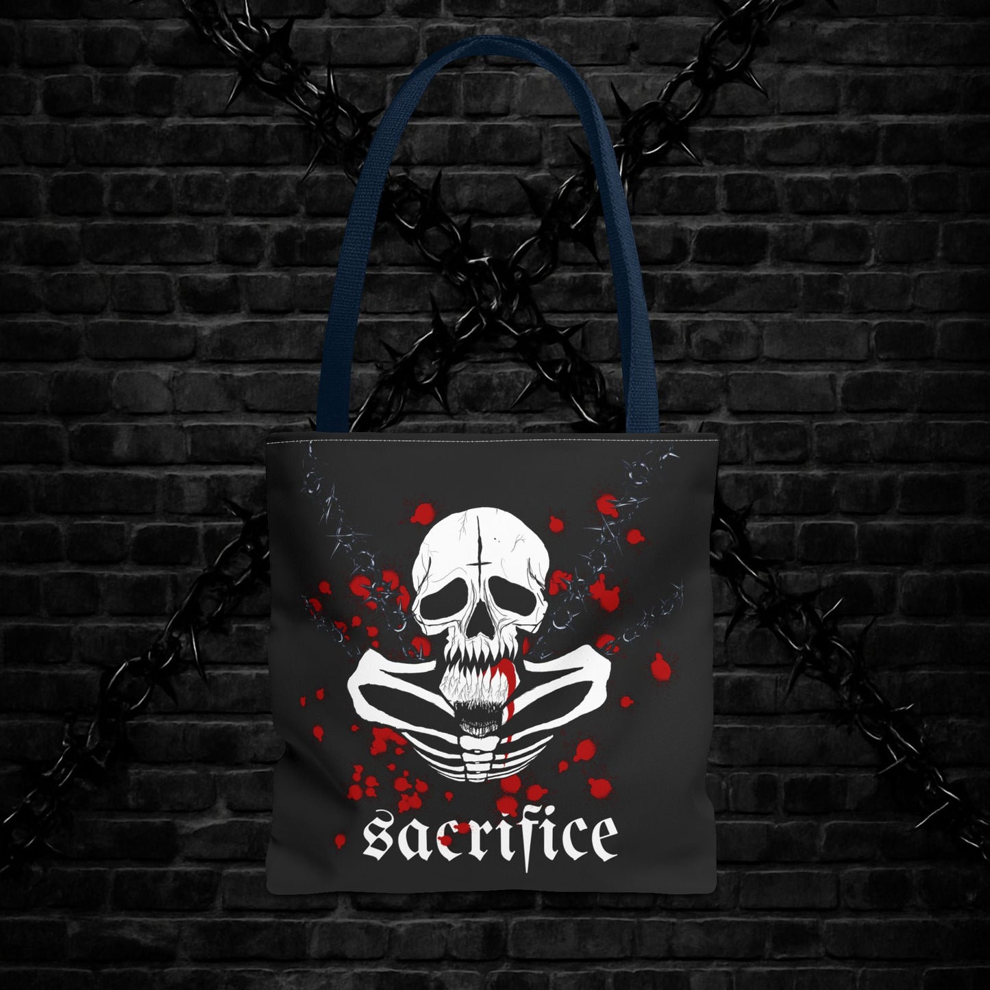 Gothic Skull Tote Bag, Sacrifice Graphic Bag, Dark Aesthetic Carryall, Spooky Gift for Halloween, Unique Artsy Shopper