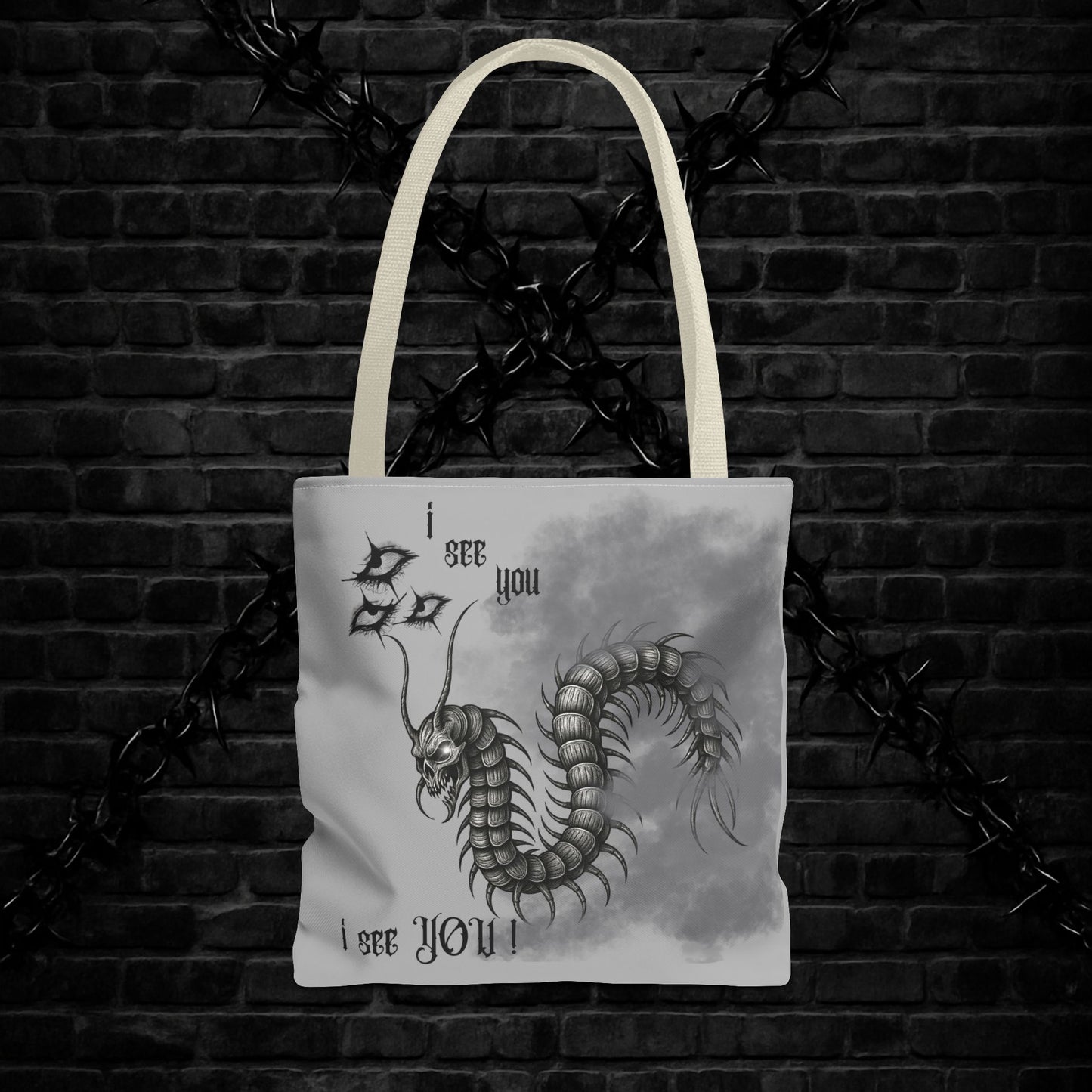 Goth Tote Bag with Centipede Dragon Print