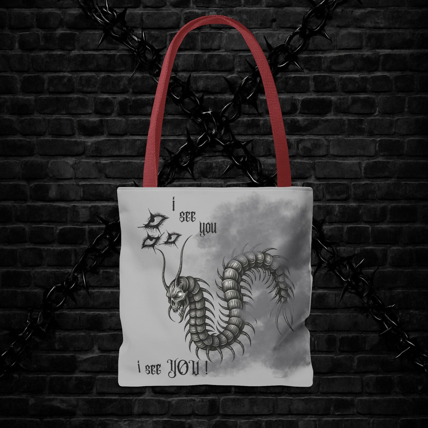 Goth Tote Bag with Centipede Dragon Print