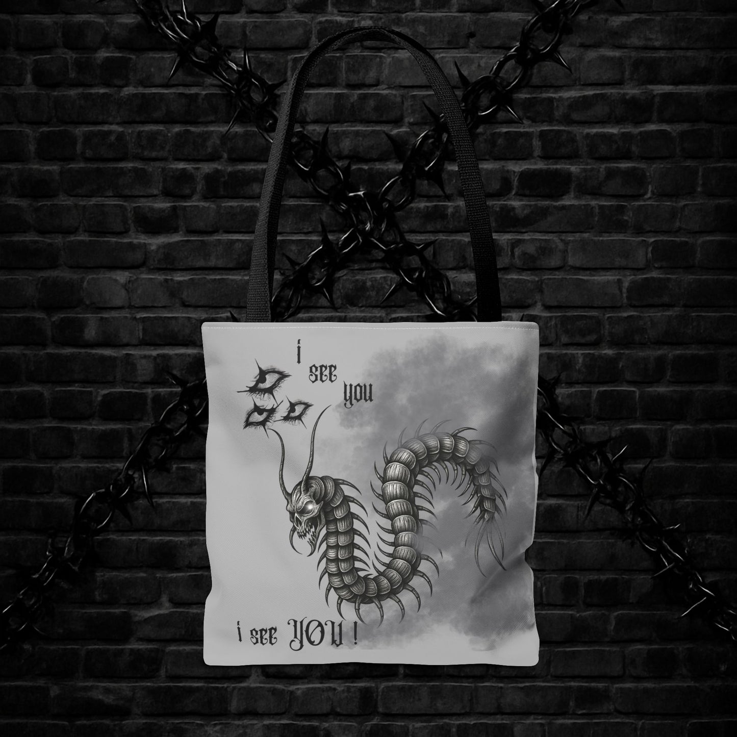 Goth Tote Bag with Centipede Dragon Print