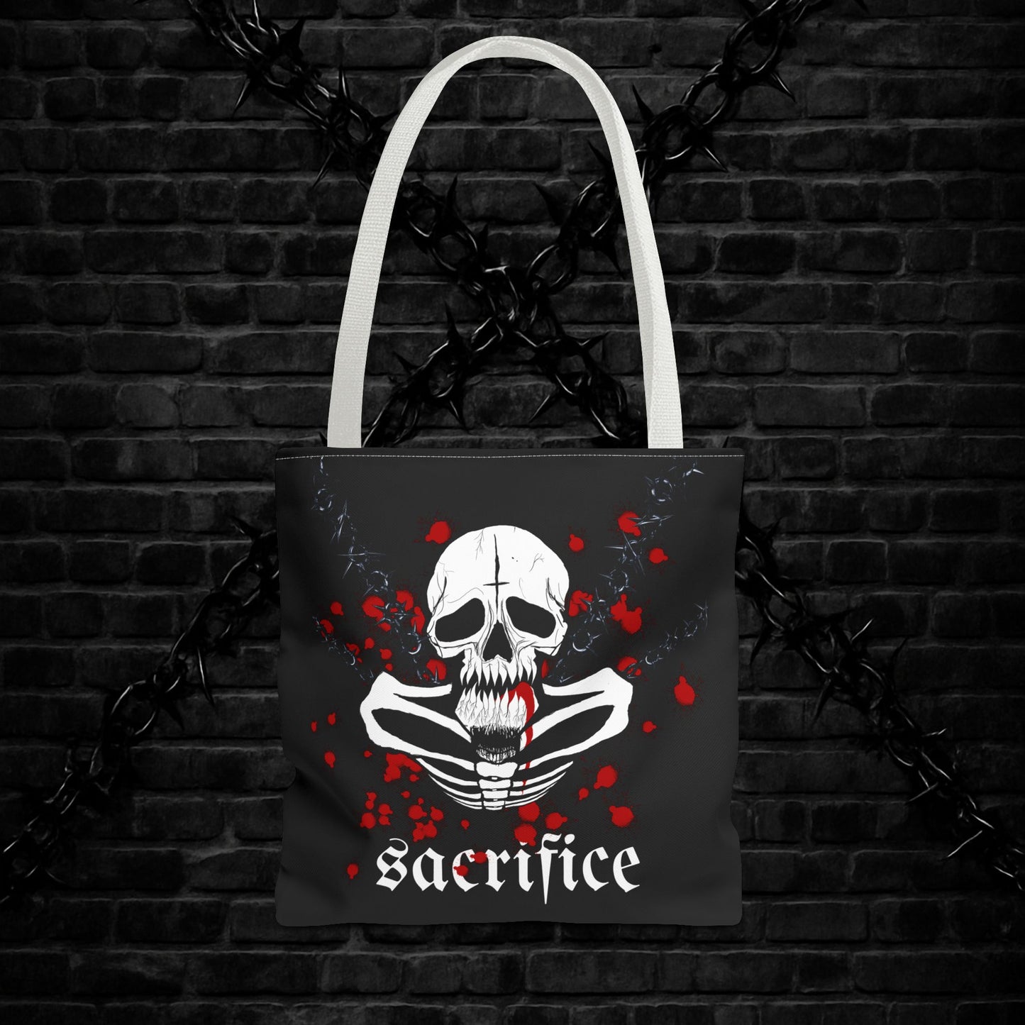 Gothic Skull Tote Bag, Sacrifice Graphic Bag, Dark Aesthetic Carryall, Spooky Gift for Halloween, Unique Artsy Shopper