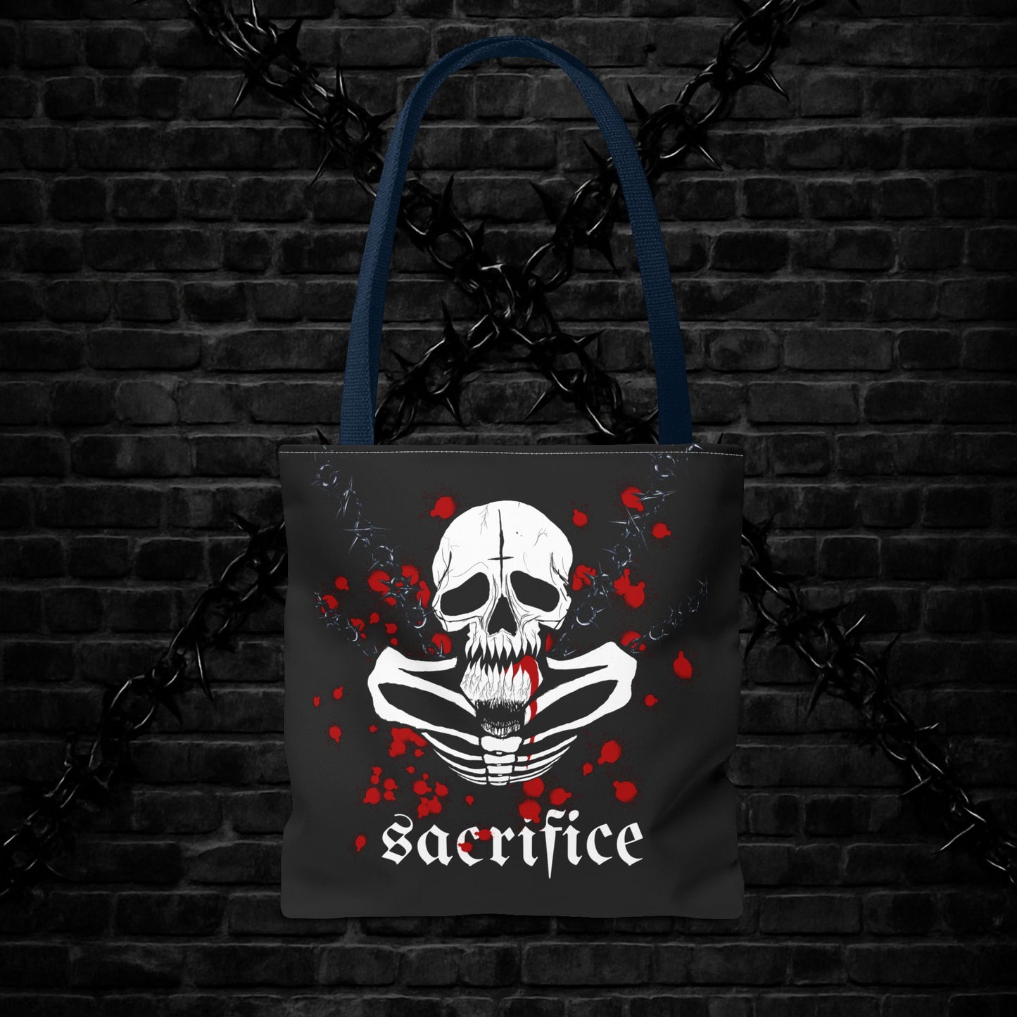 Gothic Skull Tote Bag, Sacrifice Graphic Bag, Dark Aesthetic Carryall, Spooky Gift for Halloween, Unique Artsy Shopper