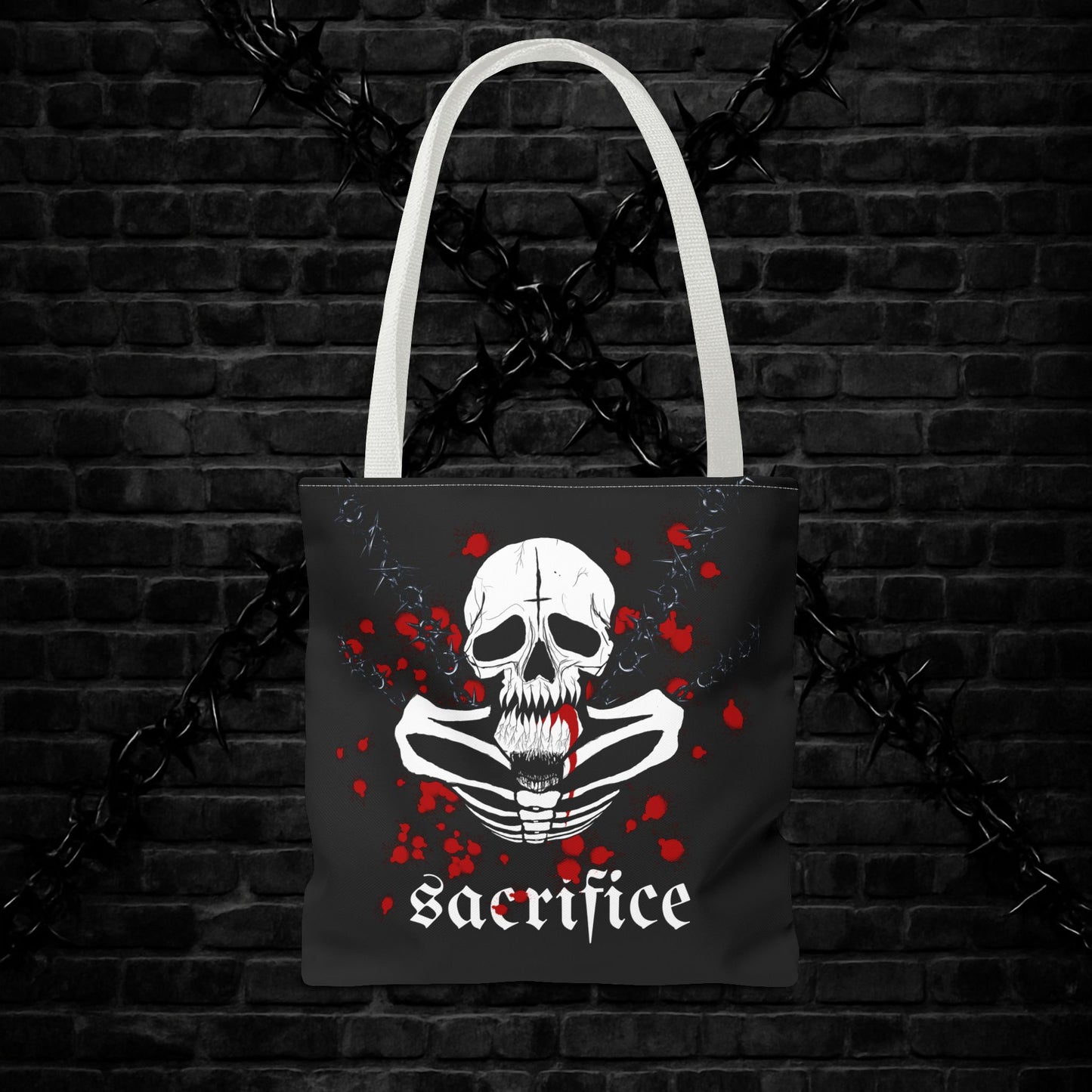 Gothic Skull Tote Bag, Sacrifice Graphic Bag, Dark Aesthetic Carryall, Spooky Gift for Halloween, Unique Artsy Shopper