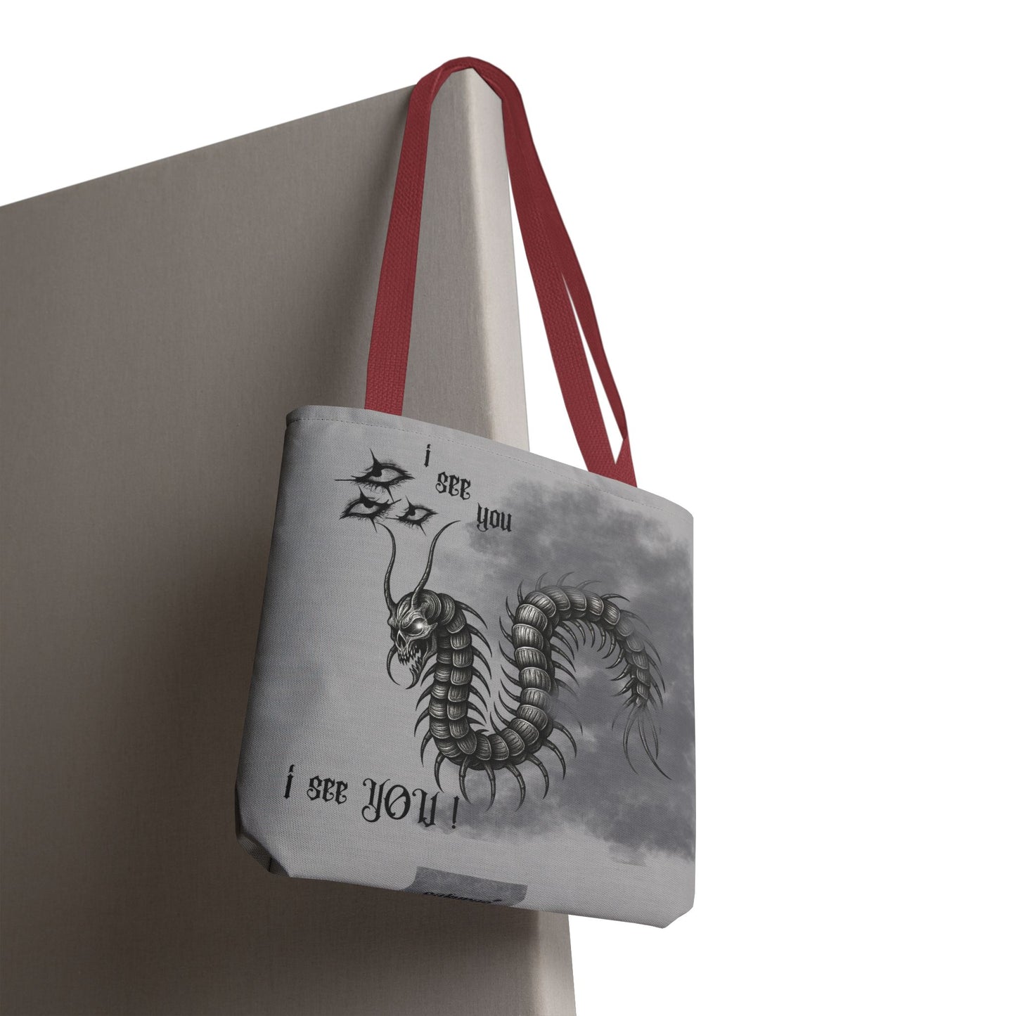Goth Tote Bag with Centipede Dragon Print