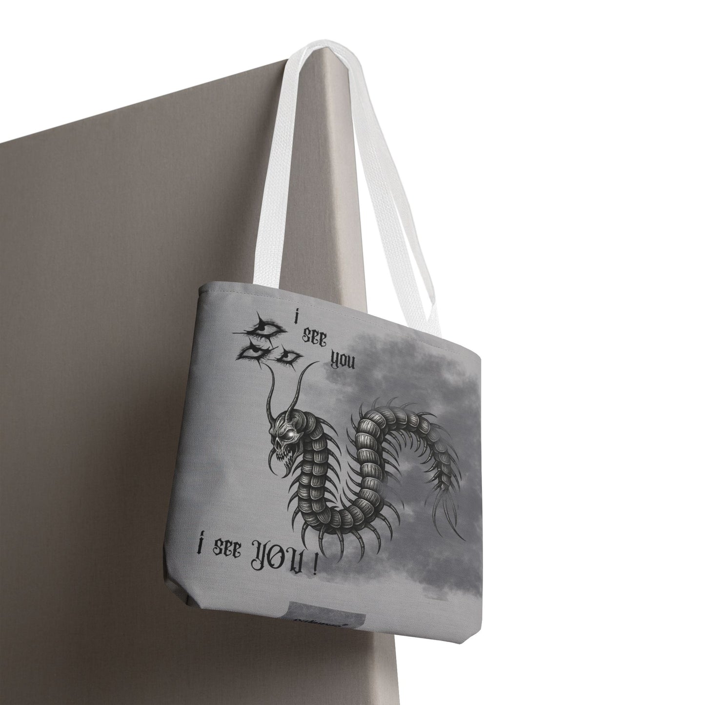 Goth Tote Bag with Centipede Dragon Print