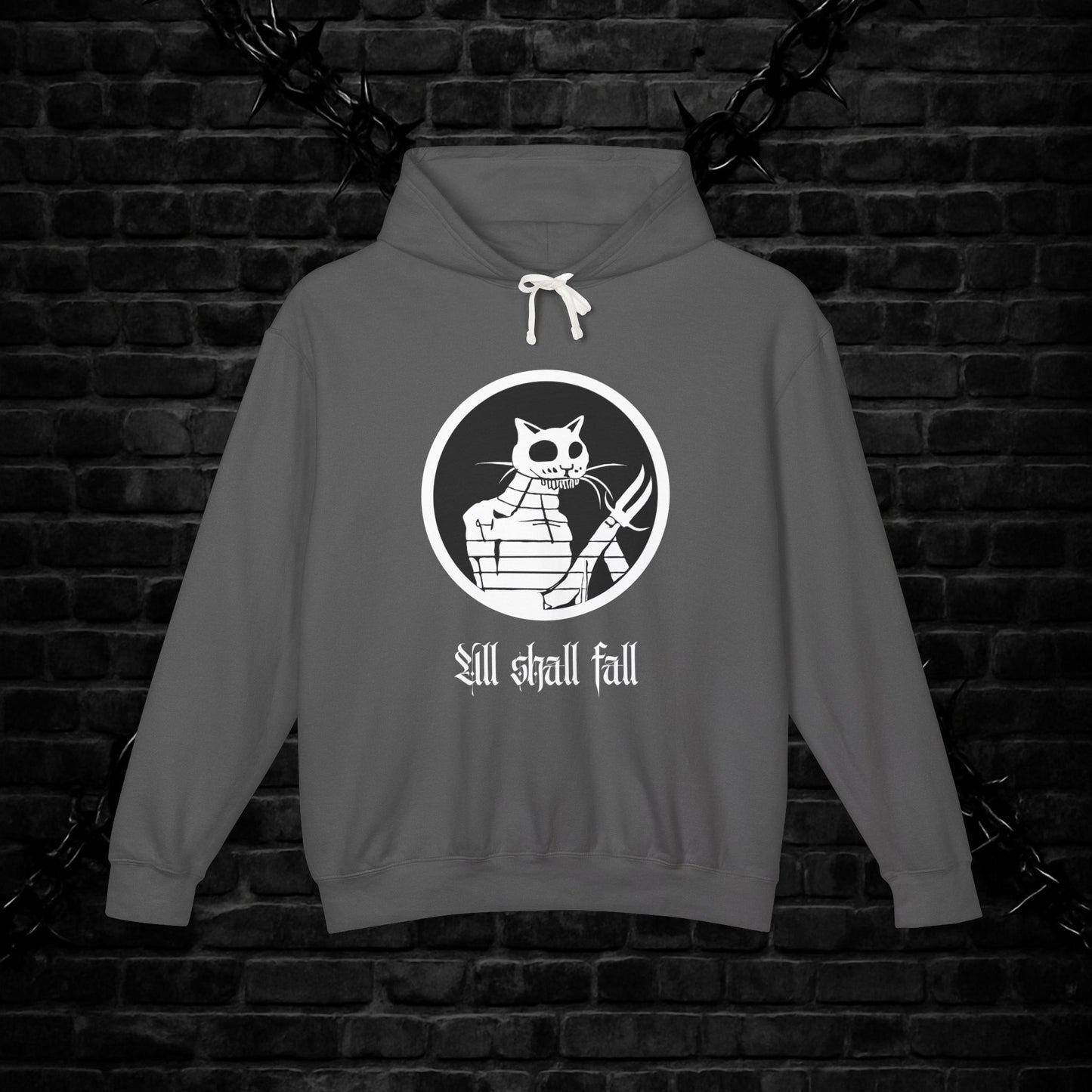Gothic Cat Lightweight Hoodie Sweatshirt - Unique Edgy Alt Style