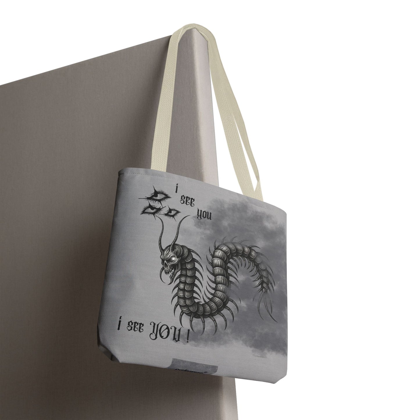 Goth Tote Bag with Centipede Dragon Print