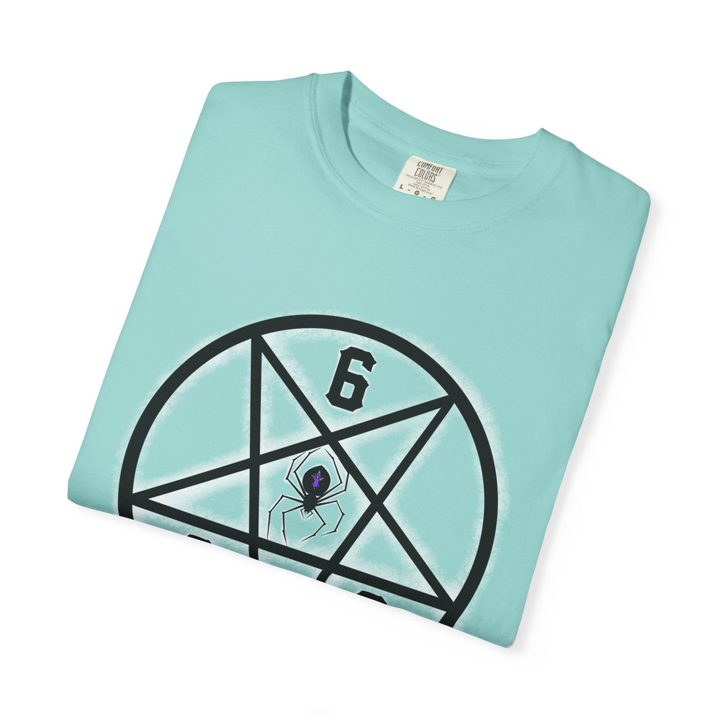 Gothic Unisex T-shirt with 666 Star Spiderism Design