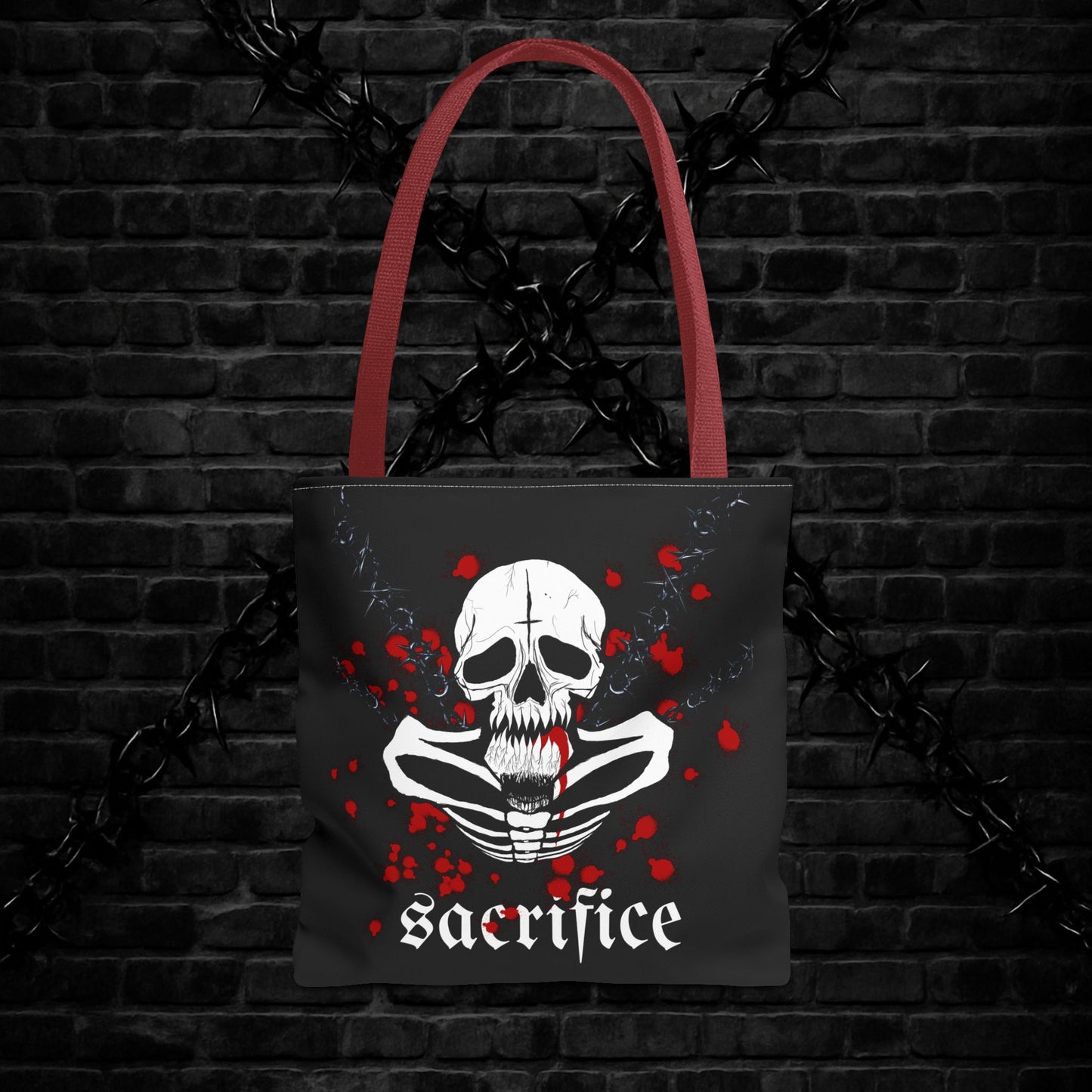 Gothic Skull Tote Bag, Sacrifice Graphic Bag, Dark Aesthetic Carryall, Spooky Gift for Halloween, Unique Artsy Shopper