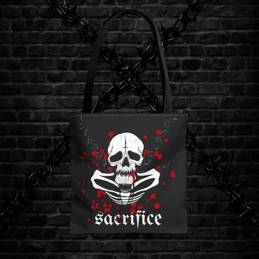 Gothic Skull Tote Bag, Sacrifice Graphic Bag, Dark Aesthetic Carryall, Spooky Gift for Halloween, Unique Artsy Shopper