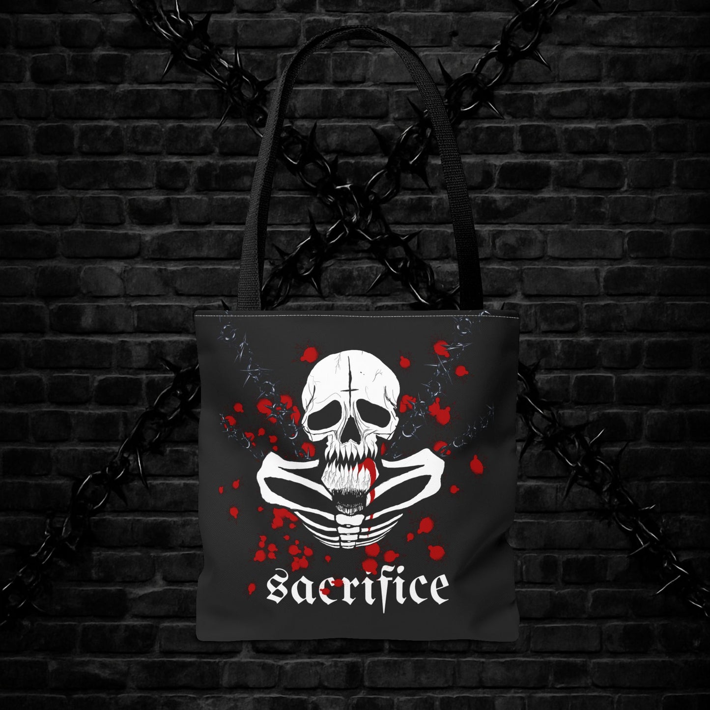 Gothic Skull Tote Bag, Sacrifice Graphic Bag, Dark Aesthetic Carryall, Spooky Gift for Halloween, Unique Artsy Shopper
