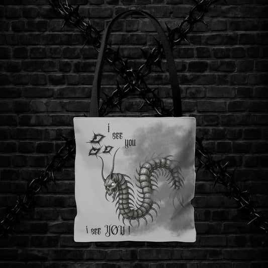 Goth Tote Bag with Centipede Dragon Print