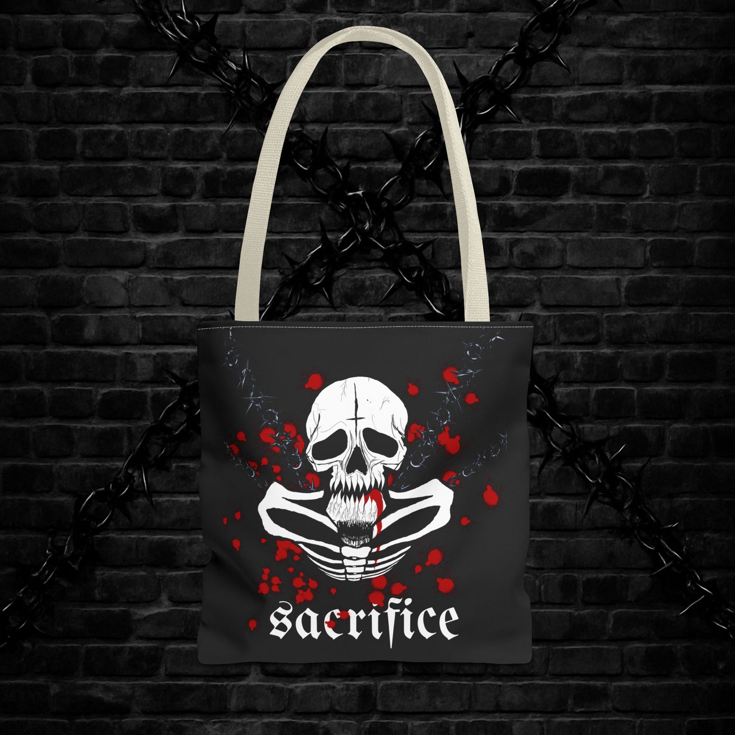 Gothic Skull Tote Bag, Sacrifice Graphic Bag, Dark Aesthetic Carryall, Spooky Gift for Halloween, Unique Artsy Shopper