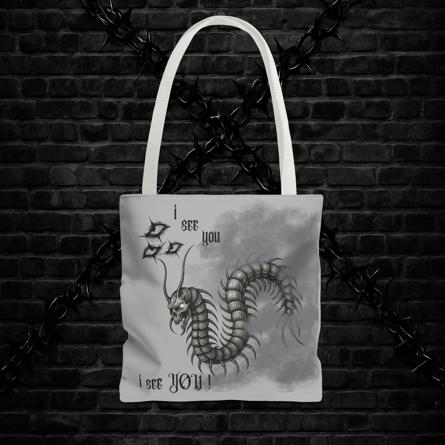Goth Tote Bag with Centipede Dragon Print