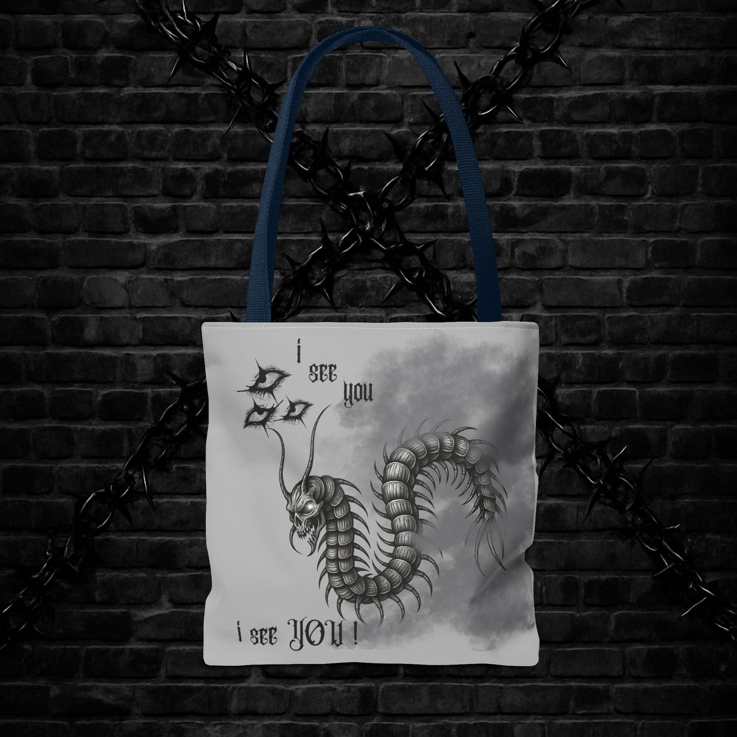 Goth Tote Bag with Centipede Dragon Print